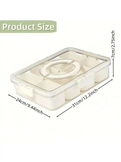 Divided Serving Tray w/Lid Snack Box, Portable Snack Tray