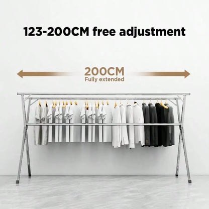63" - 1pc Heavy-Duty Stainless-Steel Foldable Clothes Drying Rack, Collapsible