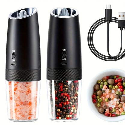 Rechargeable Electric Salt & Pepper Grinder Set, LED Light,