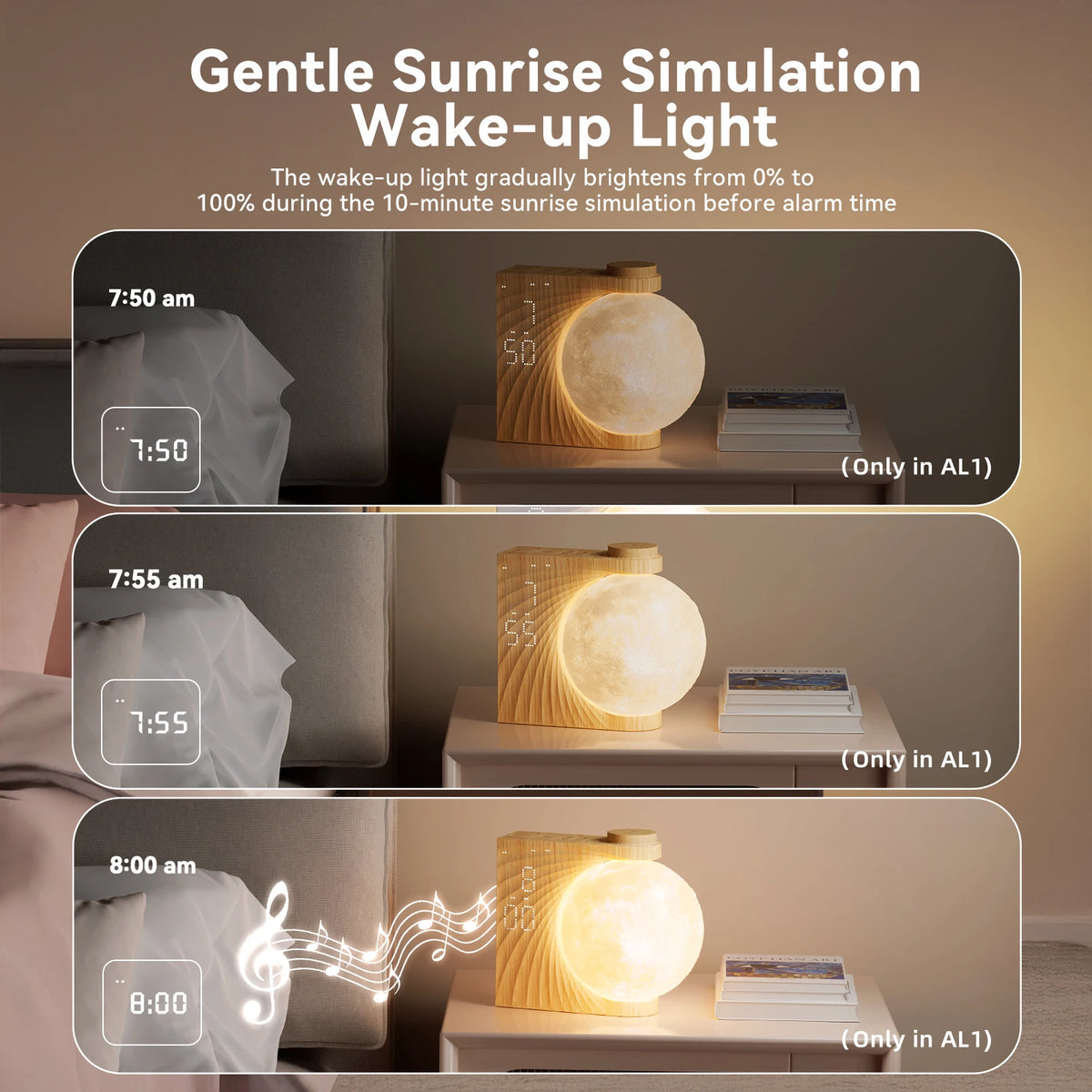 Moon Lamp Night Light Sunrise Alarm Clock