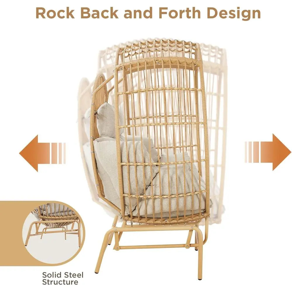 Extra Large 2-Person Wicker Glider Chair with Cushions