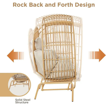 Extra Large 2-Person Wicker Glider Chair with Cushions