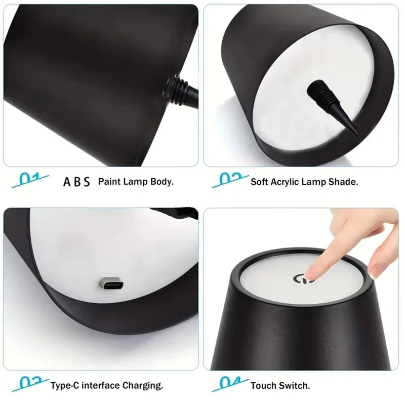 Wireless Touch Mini LED Lamp, Rechargeable Dimmable Warm Light