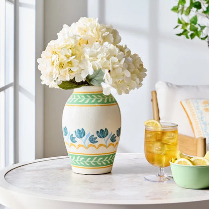 Napa 9" White Printed Ceramic Vase