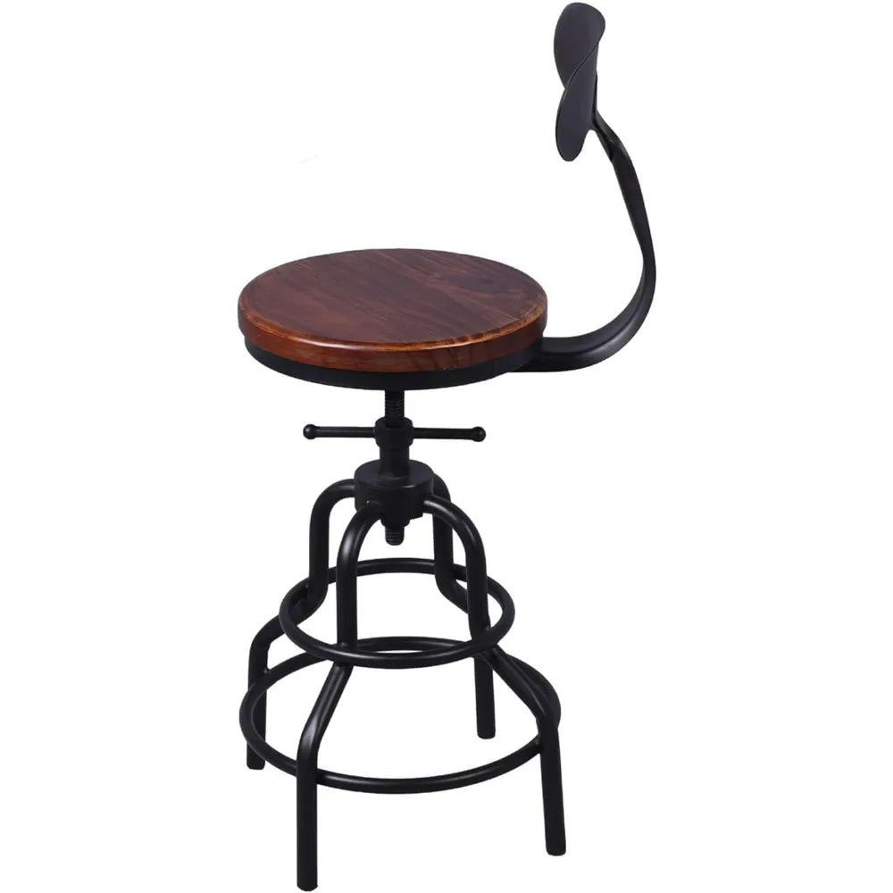 Kitchen Counter Height Adjustable Swivel Chair w/Iron Backrest - NEW
