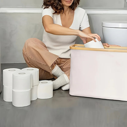 Gray Bamboo 9 Roll Toilet Paper Holder with Lid