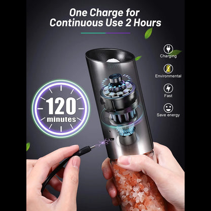 Electric Salt and Pepper Grinder Set, USB Rechargeable