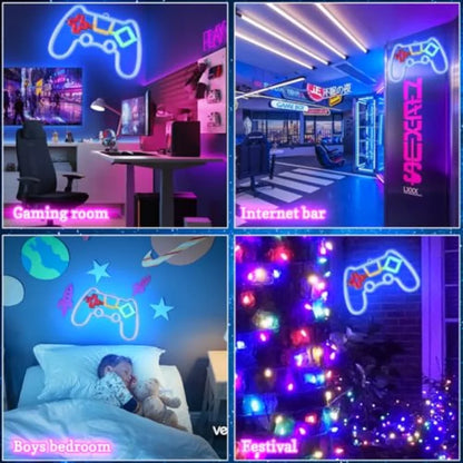 LED Game Controller Shape Neon Light- USB/Battery Powered