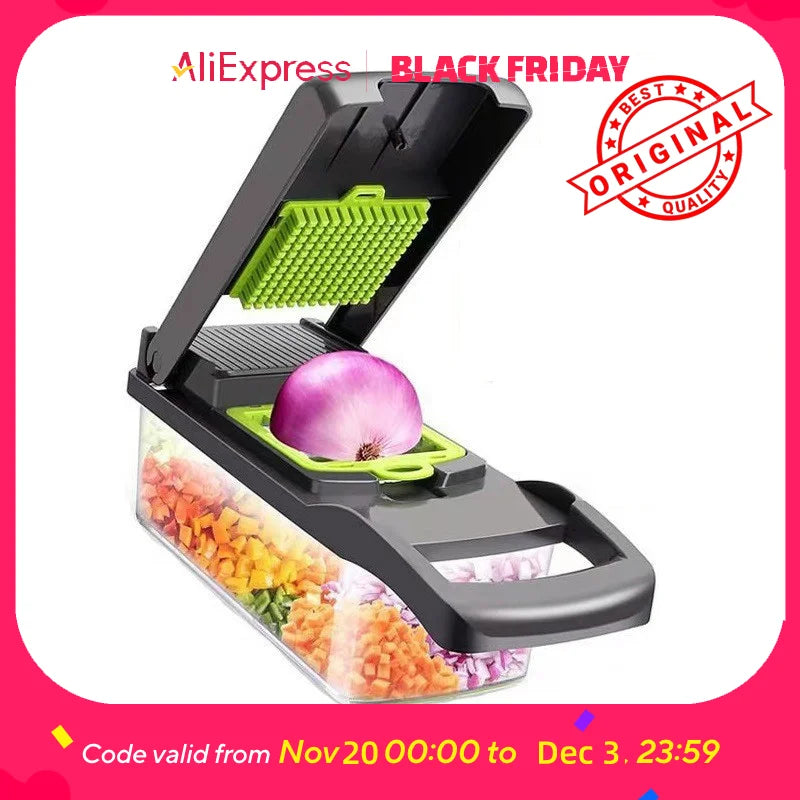 1pc 5 Blades, Multi-Functional Veg Chopper, Slicer, Dicer, Shredder