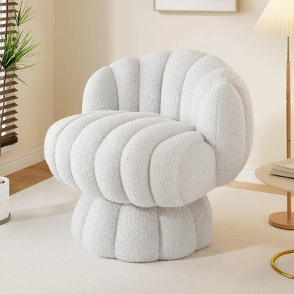 Fluffy Sherpa, Swivel 360 Degree Barrel Accent Vanity Chair