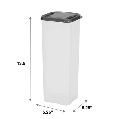 Clear Plastic Bread Storage Container with Gray Lid, 5.25" x 5.25" x 13.62"