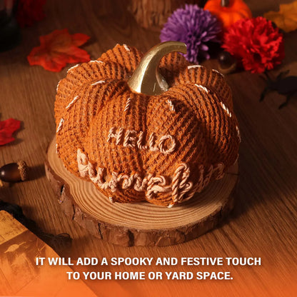 Halloween Pumpkin Knitted Texture Table Ornament, Farmhouse