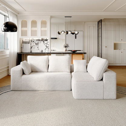 Modern 104" Boneless Sectional Couch w/L-Shape Chaise, Deep Seat