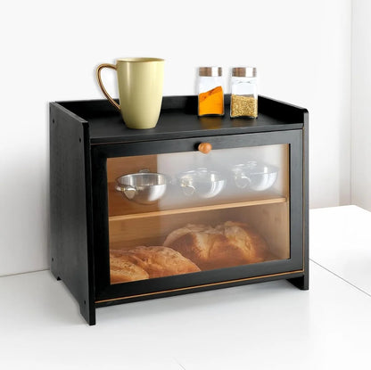 2 Layer Large Farmhouse Bread Box with Window