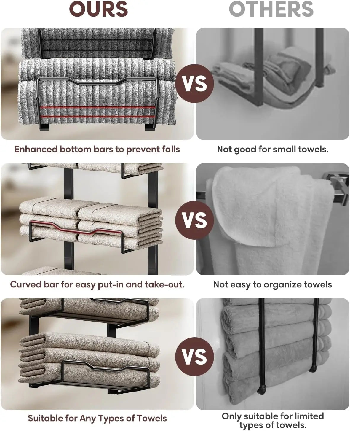 6-Tier Over the Door Bath Towel Storage Organizer, No Drill
