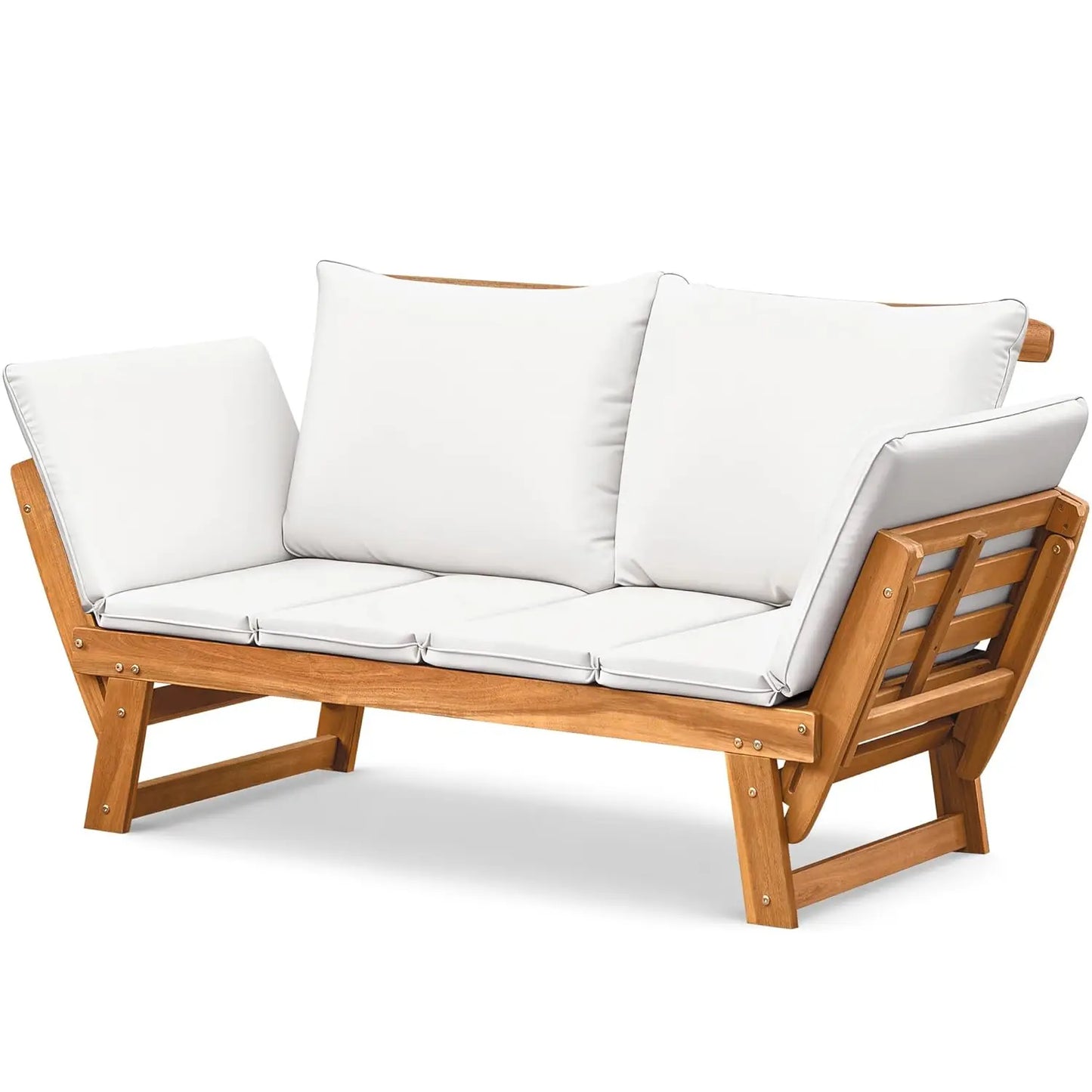 Outdoor Loveseat, Soft Cushion, Laydown Convertible, Adjustable Armrest