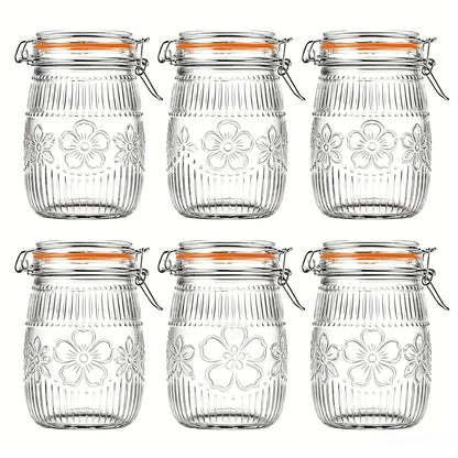 6 pk Wide Mouth Mason Jars 32 Oz Airtight Glass Canister