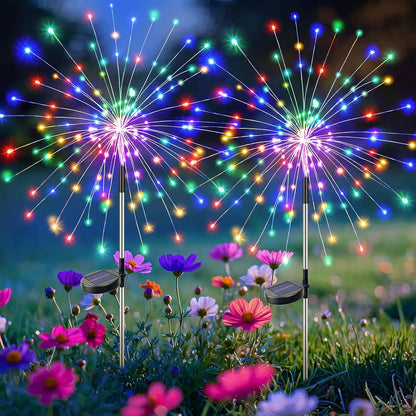 2pk Waterproof Solar Garden Lights, 8 Modes, 120 LED Firework Lights