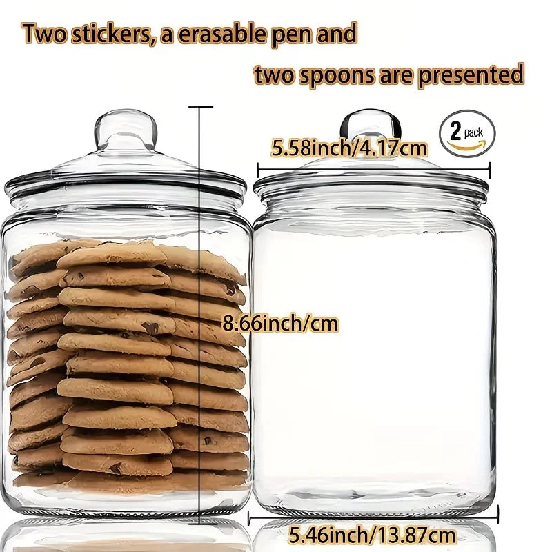 Set (2) Glass Pantry Jars w/Flip Lids – Ideal for Pantry & Kitchen Countertops