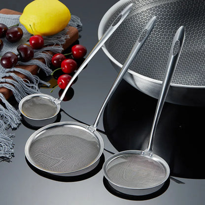 3pc Deep Fine Mesh Strainer, Skimmer, Stainless Steel