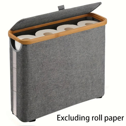 Gray Bamboo 9 Roll Toilet Paper Holder with Lid