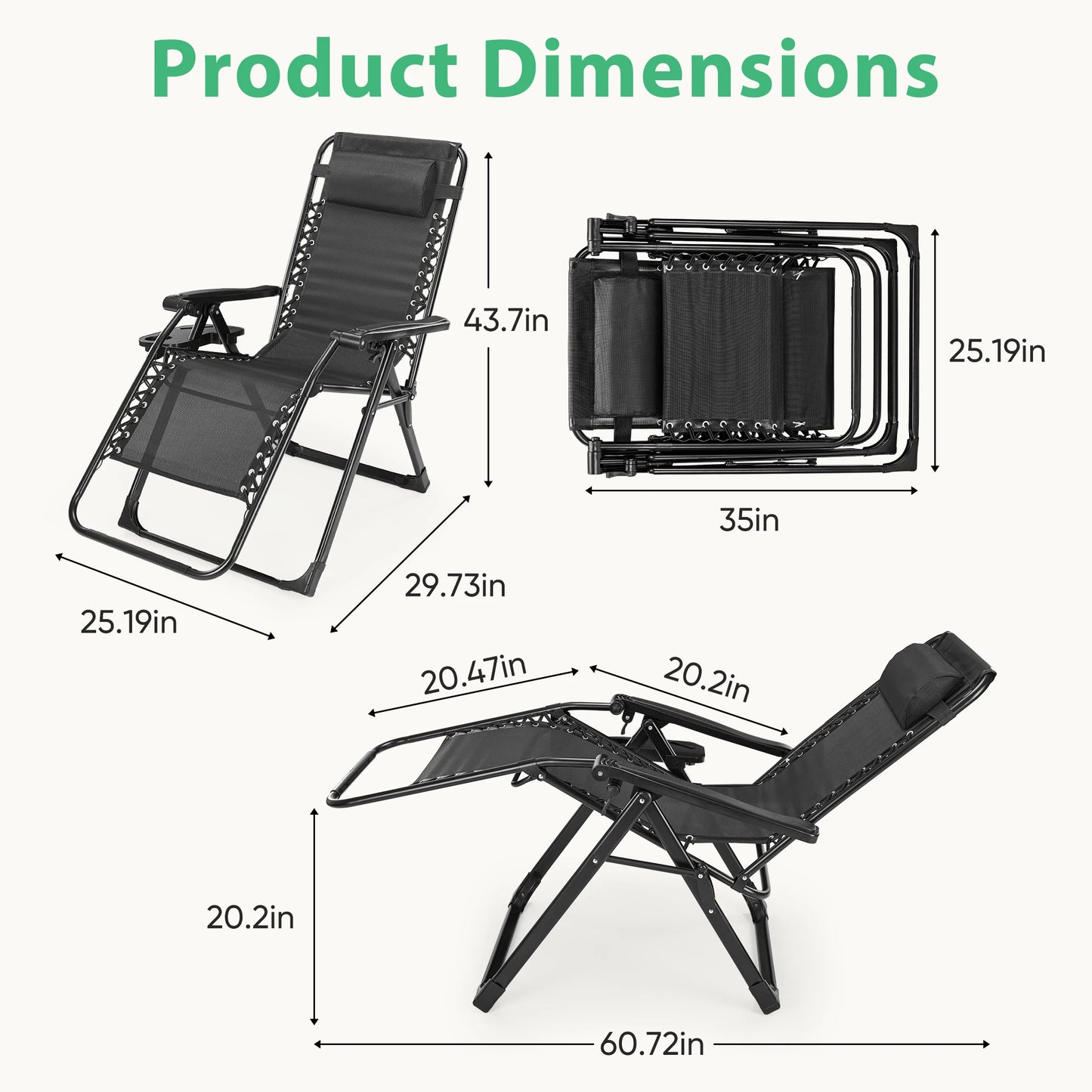 Folding Zero Gravity Recliner, Patio Lounge Chair