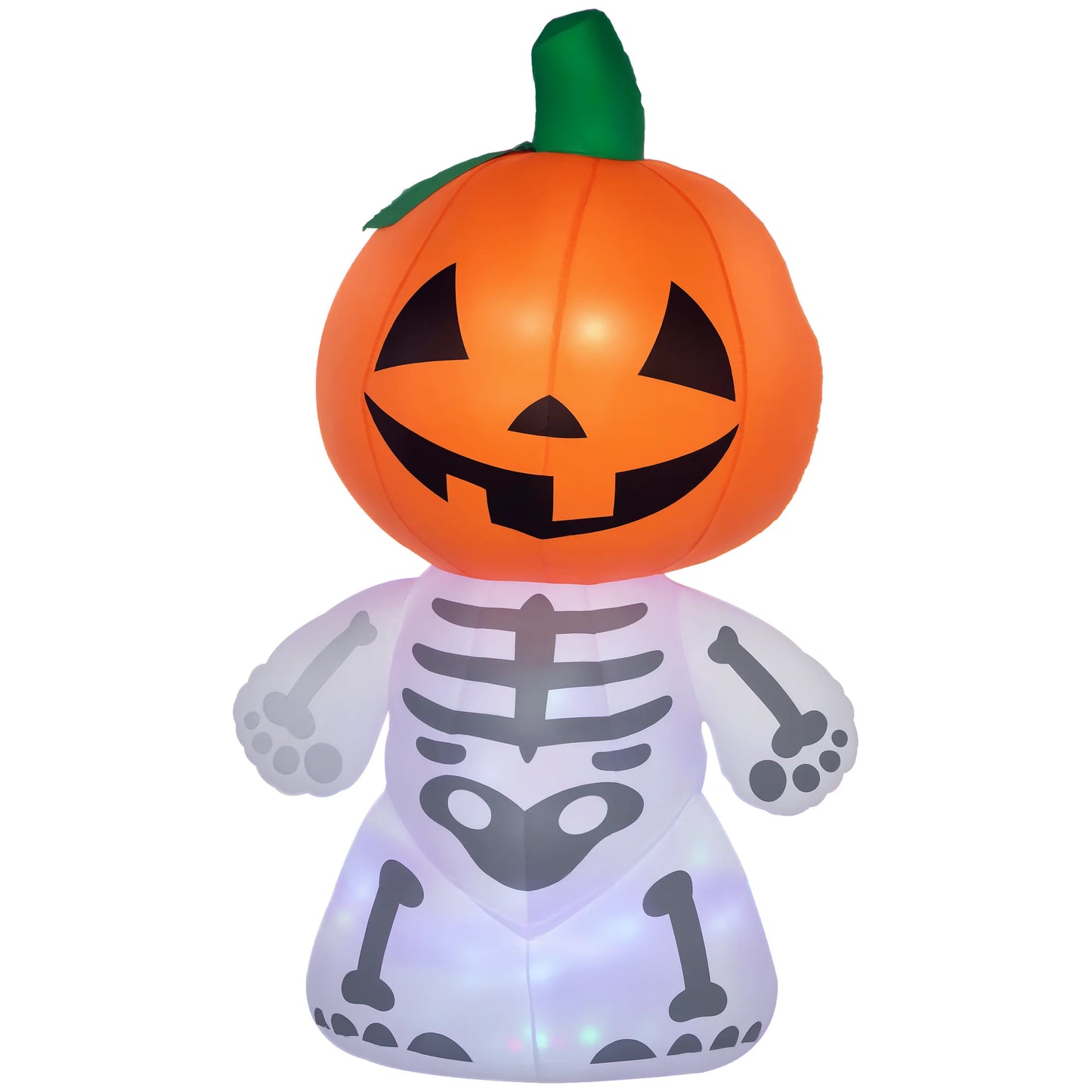 6ft Halloween Outdoor Inflatables, Smiling Skeleton Ghost with Pumpkin Head