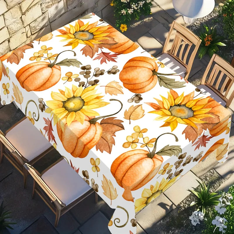 4-sizes Thanksgiving Tablecloth Pumpkin Maple Leaf, Sunflower, Autumn