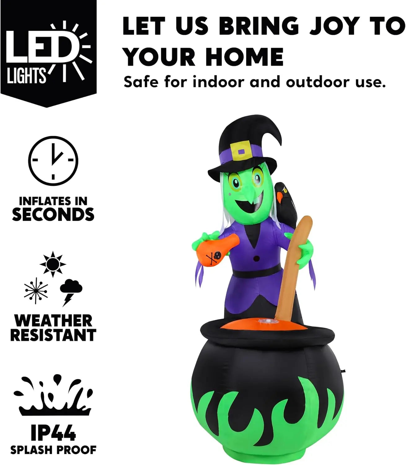 6' Halloween Outdoor Witch Inflatables Cauldron with Bubbling Potion and Light
