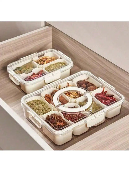 Divided Serving Tray w/Lid Snack Box, Portable Snack Tray
