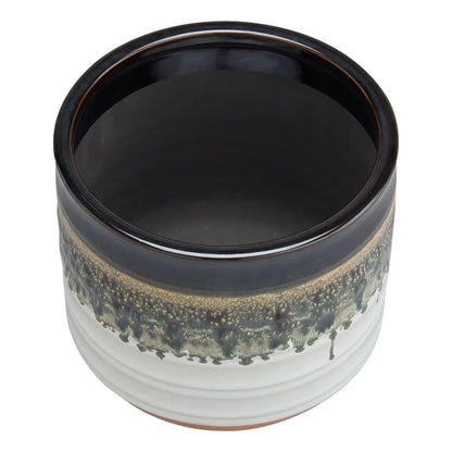 Round Black Ceramic Plant Pot for Indoor Outdoor Plants
