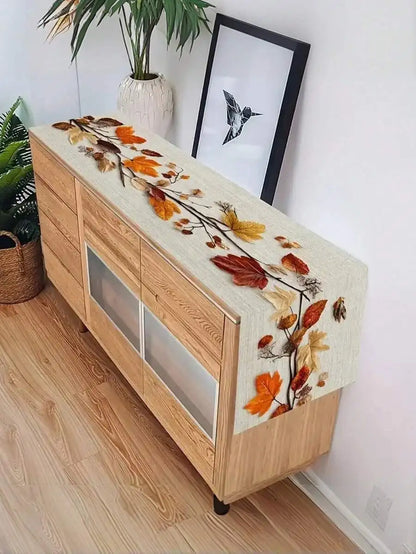 Autumn Leaves Table Runner, European Style Fall Foliage Design