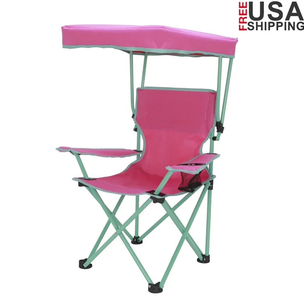 Kids Outdoor Chair w/Canopy, Adjustable Sunshade, 125lb Capacity