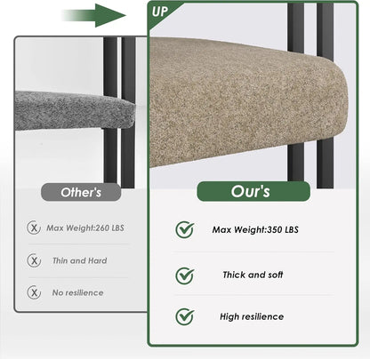 Set (2) Modern Bouclé Fabric Upholstered Dining Room Armchairs