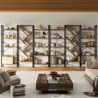 5 Tier Large Wooden Bookcase with 17 Open Display Shelves