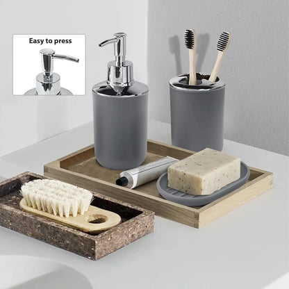 6pc Bathroom Set w/Soap Dispenser, Toothbrush Holder, Cup, Dish