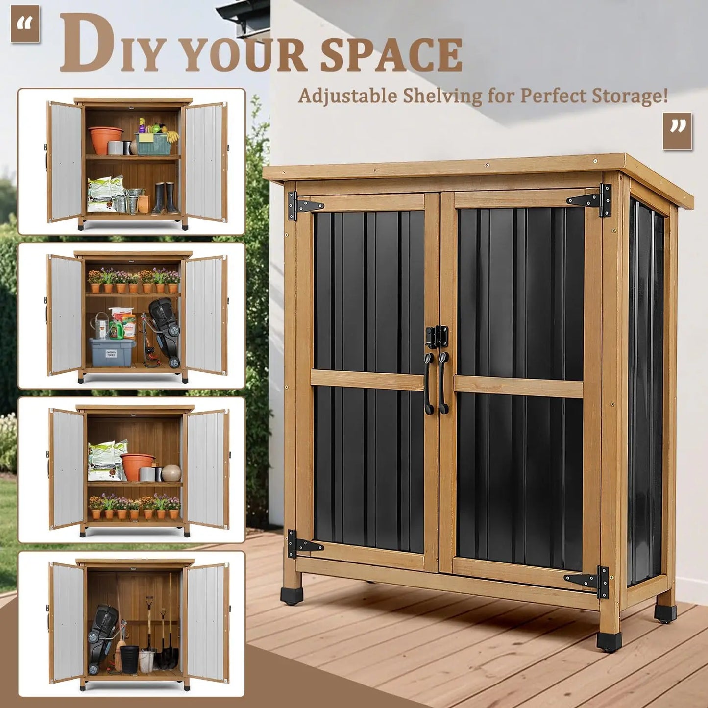 32"x39" Outdoor Storage Shed, Garden Storage Cabinet