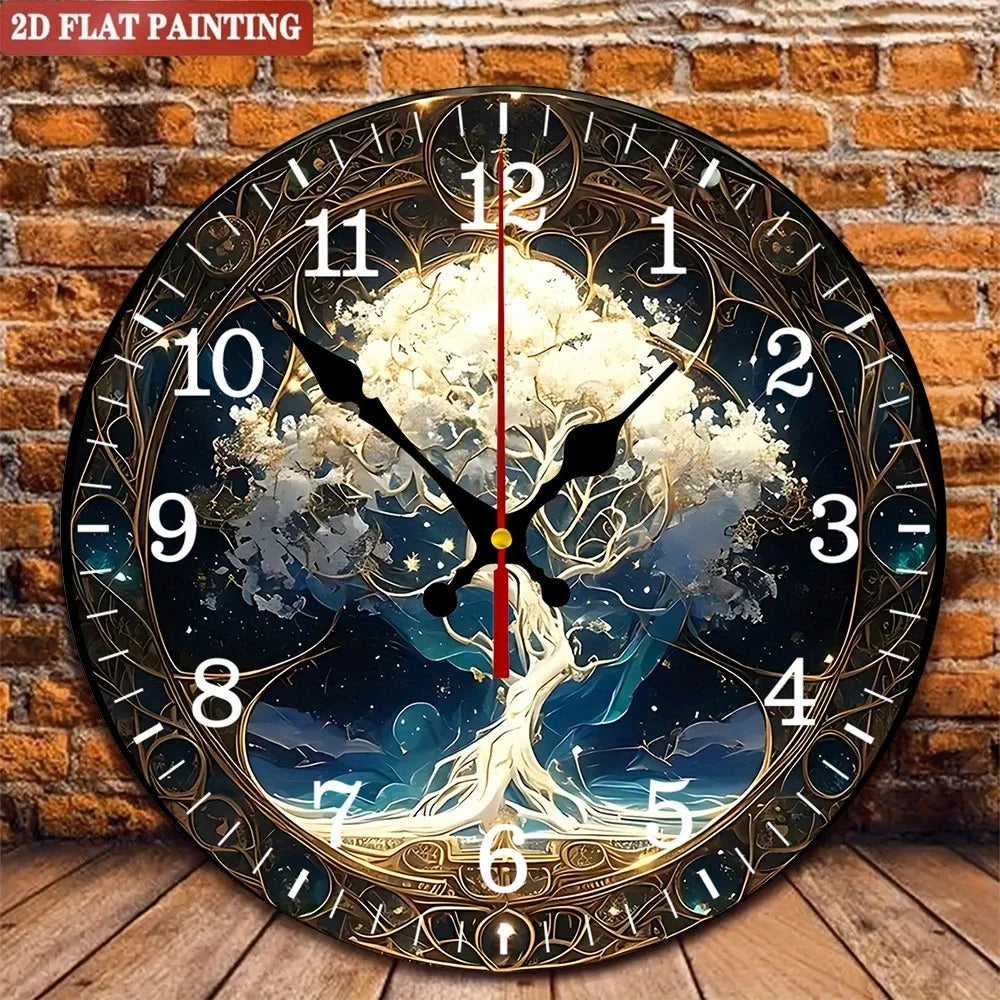 10"x10" Vintage Art Fantasy Tree Wall Clock. Silent