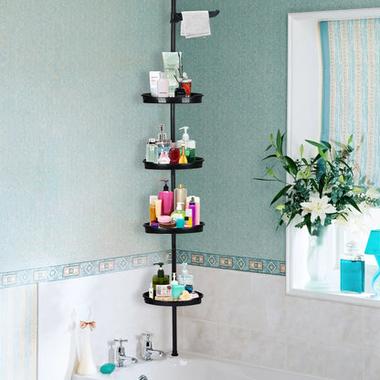 122" Adjustable Corner Shower Caddy with Tension Pole, 4-Tier