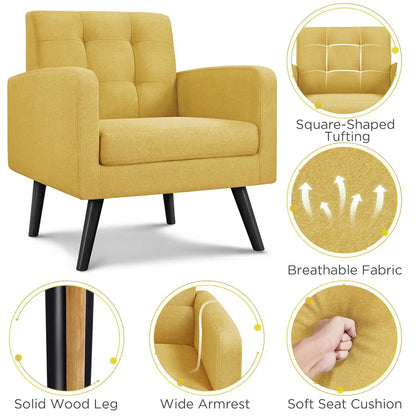Set (2) Mid-Century Cozy Armchair, Button Tufted Back