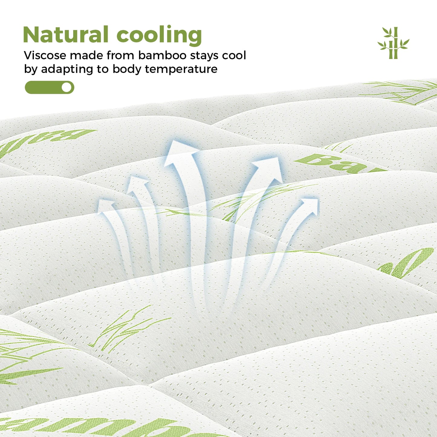 Breathable, Cooling Bamboo Fiber Soft Mattress Topper w/Deep Pockets