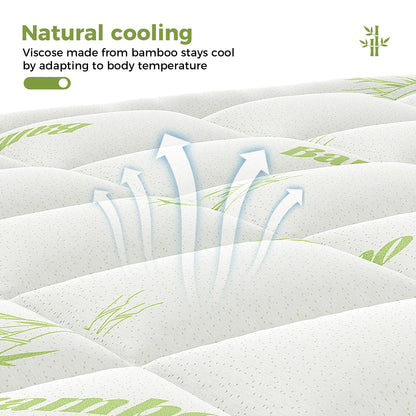 Breathable, Cooling Bamboo Fiber Soft Mattress Topper w/Deep Pockets