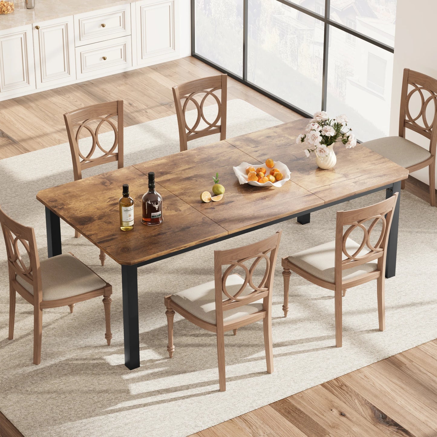 78" Rectangular Dining Table for 6-8 People, Chairs not included