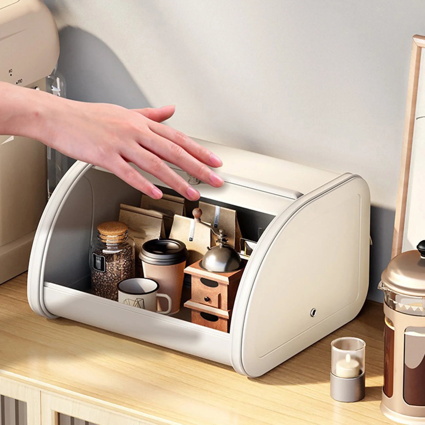 Large Bread Bin Container with Roll-up Lid