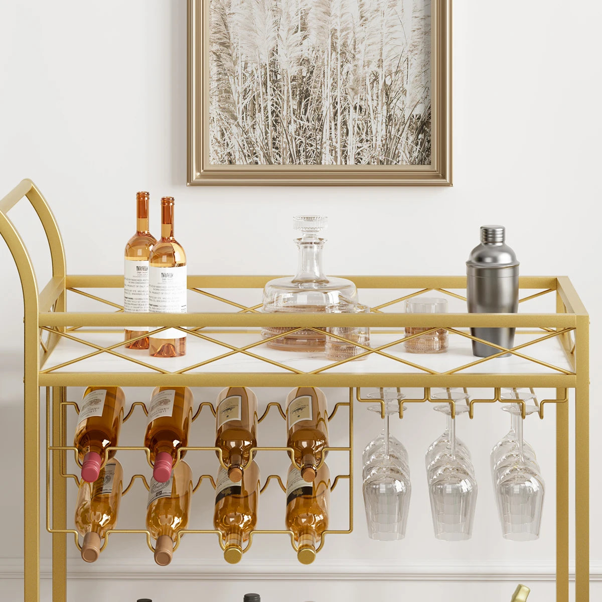 2-Tier Mobile Serving Cart on Lockable Wheels