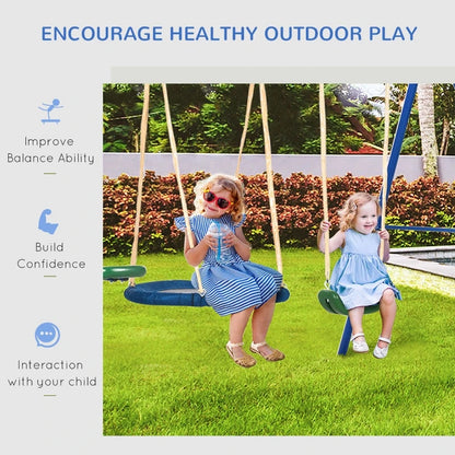 Metal Swing Set for Kids Outdoor, Heavy-Duty Frame w/Double Swings
