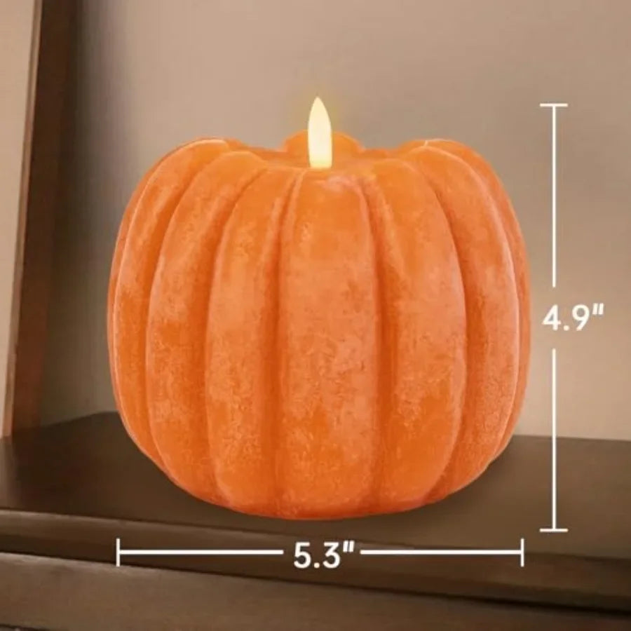 Flickering Flameless Wax Pumpkin LED Candle w/ Timer Remote Control