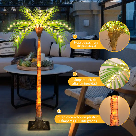 1pc 4.6ft Decorative Solar Powered Palm Tree, LED