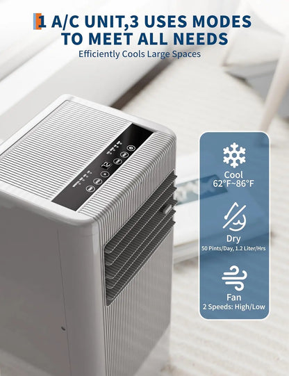 Portable Air Conditioner, 8,000 BTU for Rooms up to 350 SqFT