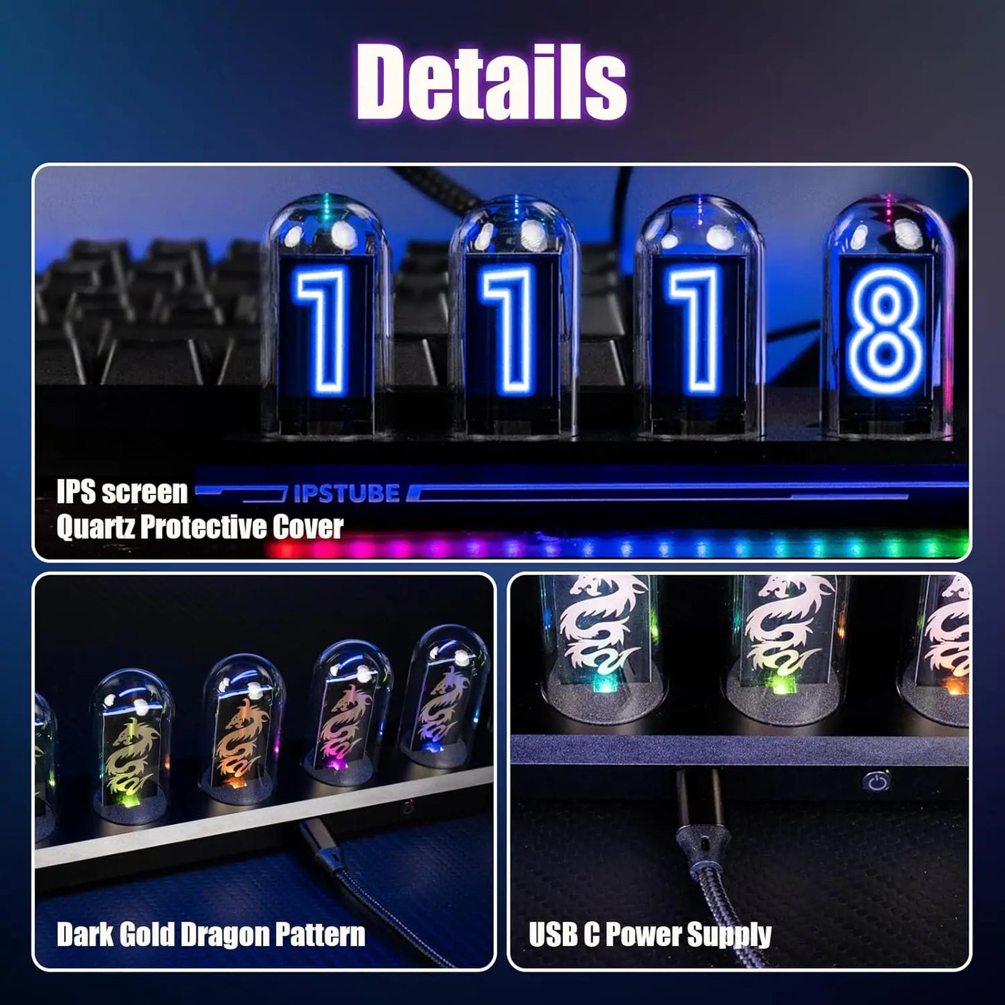 Night Light, Digital Clock, Nixie Tube Kit Simulation